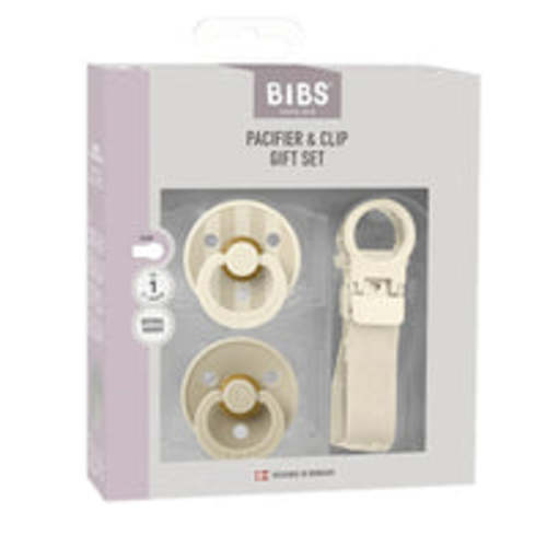 Bibs Dummies Pacifier & Loop Clip Gift Set Size 1 Ivory