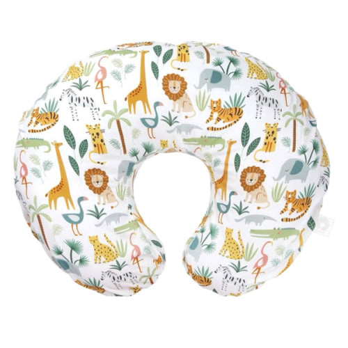 Boppy Original Nursing Pillow, Colorful Wildlife, Ergonomic Nursing Essentials for Bottle and Breastfeeding, Firm Fiber Fill, with Removable Pillow Cover, Machine Washable