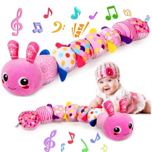 KMUYSL Baby Toys 0-6 6-12 Months, Sensory Music Animal Stuffed Toy for 0 1 2 3 4 5 6+ Months, Plush Toy with Crinkle and Rattles for Infant Newborn, Tummy Time Toys Gifts for 0-3-6-12 Month
