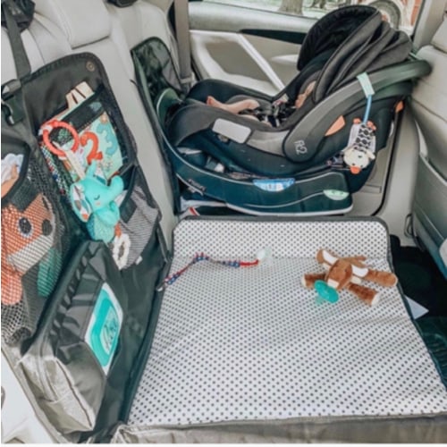 Amazon.com : Beanko Baby Portable Diaper Changing Station for Your Car | Waterproof, Detachable, Toy Loops, 4 Pockets, Wet Wipes Holder, Tummy Time Mat, Kick Mat, Tablet Holder | LUMI - Black with Ministars : Baby