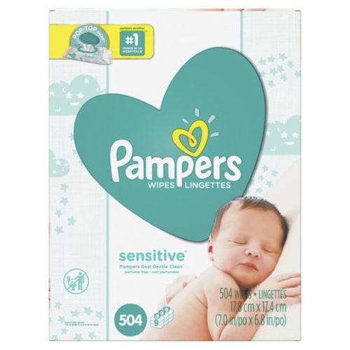 Pampers Baby Wipes Sensitive Perfume Free 6X Pop-Top Packs, 504CT