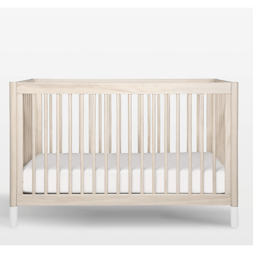 Babyletto Gelato White & Washed Natural Wood 4-in-1 Convertible Baby Crib with Toddler Bed Conversion Kit