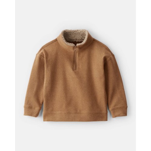 Toddler Boy Long-Sleeve Quarter-Zip Pullover Sweatshirt - Brown | Carter's