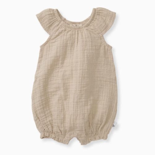 Dotted Muslin Organic Baby Girl Bubble Romper – Burt's Bees Baby