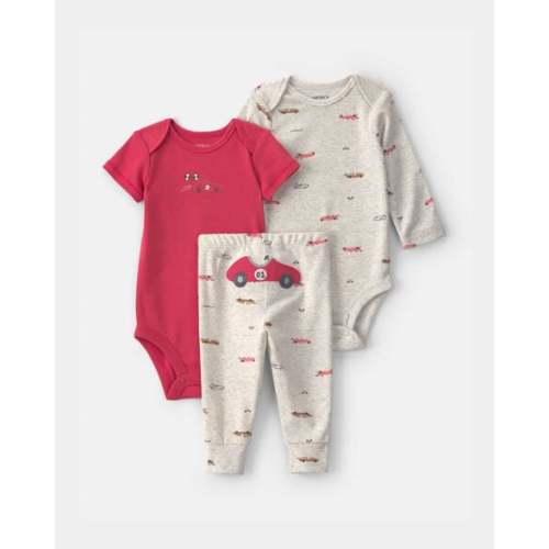 Baby Boy 3-Piece Race Car Bodysuit & Pant Set - Grey/Red | Carter's