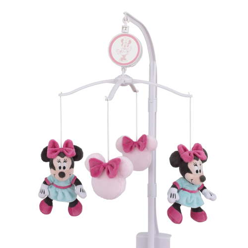 Disney Minnie Mouse Be Happy Pink and Aqua Musical Mobile, Infant Girl Nursery
