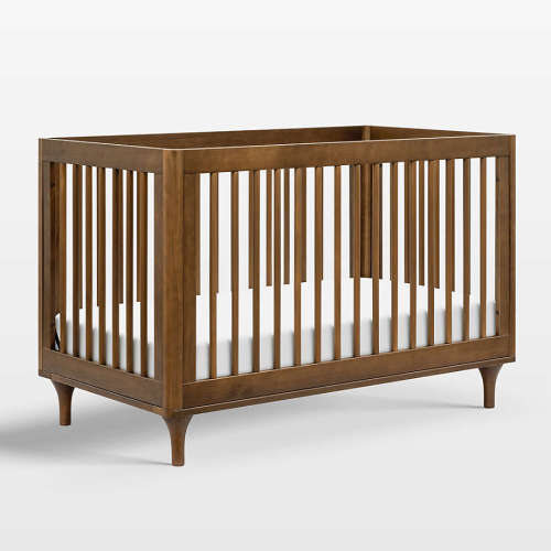 Babyletto Lolly Natural & Walnut Wood 3-in-1 Convertible Baby Crib with Toddler Bed Conversion Kit