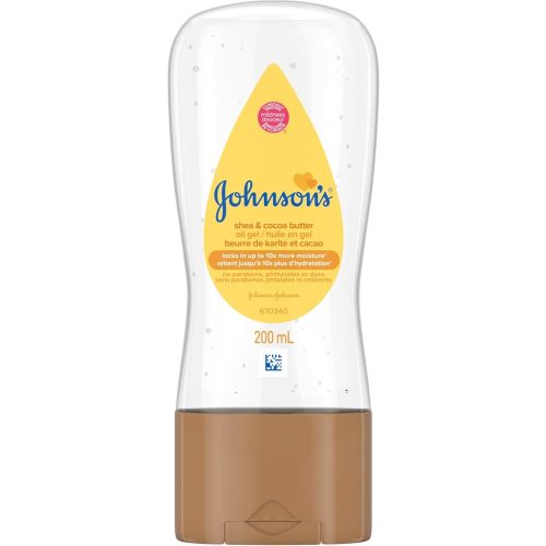 Johnson's Baby Oil Gel, Moisturizing Baby Massage Mineral Oil Enriched with Shea & Cocoa Butter, Dry Skin Relief for Babies, Kids & Adults, Nourishing & Gentle on Delicate Skin 192ml