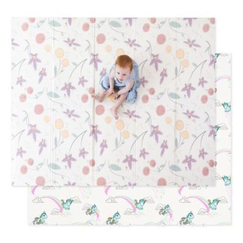 JumpOff Jo - Waterproof Foam Padded Play Mat for Infants, Babies, Toddlers, Play Pens & Tummy Time, Foldable Activity Mat - Fairy Blossom