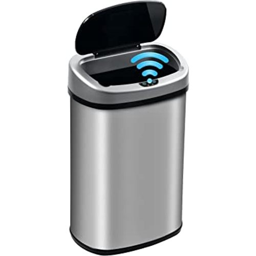 Bigacc 13 Gallon 50 Liter Kitchen Trash Can with Touch-Free & Motion Sensor, Automatic Stainless-Steel Garbage Can, Anti-Fingerprint Mute Designed Trash Bin Brushed Stainless Steel