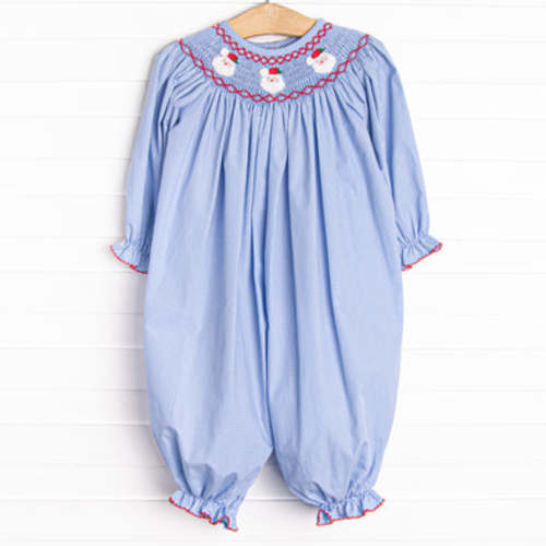Christmas Claus Smocked Romper, Blue – Stitchy Fish