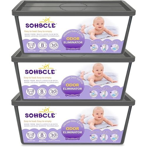 Refills Compatible with Genie Easy Roll Signature Diaper Pail and Platinum Diaper Pail, Upgraded 90 Bags Hold up to 4200 Newborn Diapers, Extra Thickness Powerful Odor Control, Plant Scented