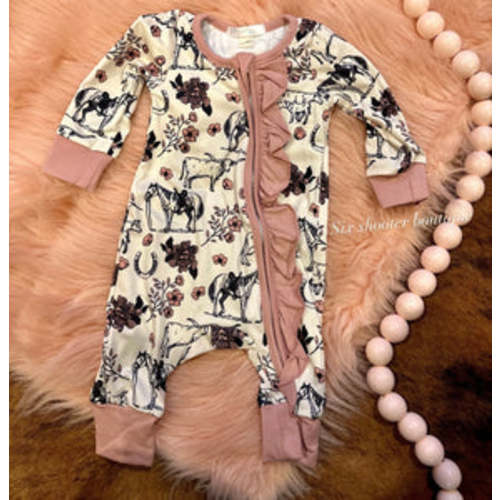 Cowgirl life ruffle baby sleeper – Six shooter boutique