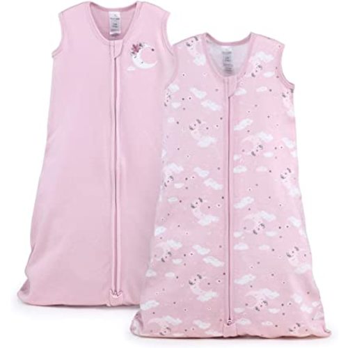 The Peanutshell Wearable Blanket Sleep Sack for Baby Girls, Pink Moon & Celestial, Sizes up to 12 Months (Medium/Large)