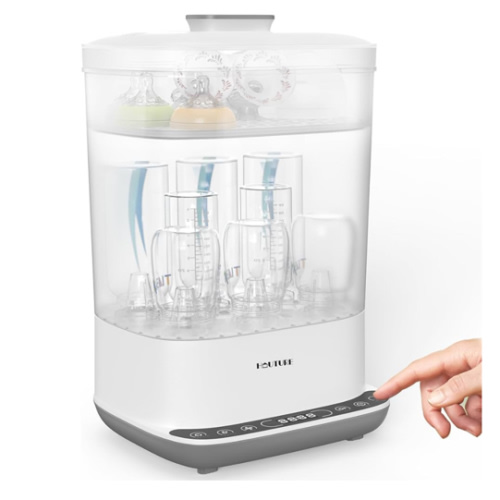 HAUTURE Bottle Sterilizer and Dryer, 6-in-1 Baby Bottle Sterilizer (Esterilizador de Biberones), 10 Bottles Capacity, Electric Steam Bottle Sanitizer for Baby Bottles, Breast Pump Parts & Pacifiers
