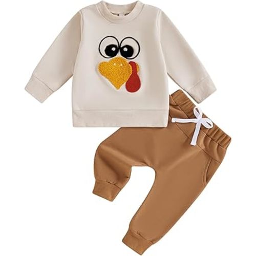 Adobabirl Toddler Baby Halloween Outfit Boy Girl Pumpkin Patch Crew Sweatshirt and Pants Set Halloween Fall Baby Clothes