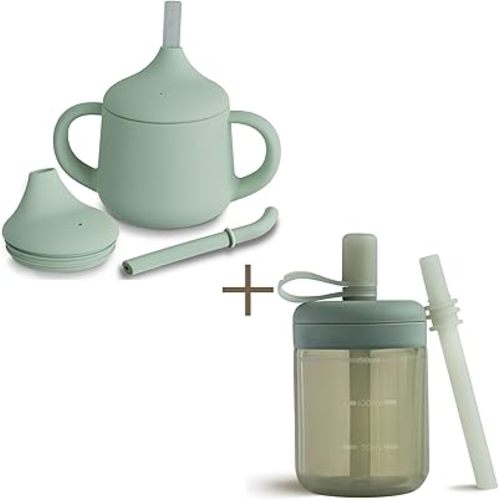 Moonkie Silicone Baby Sippy Cups 4 oz | Baby Straw Cup 5 oz | BPA-Free Drop-Proof Baby Training Cup