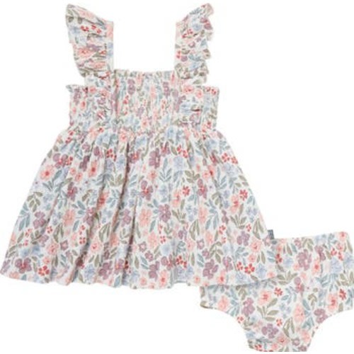 Ruffle Sleeve Dress and Diaper Cover Set, 3-6M