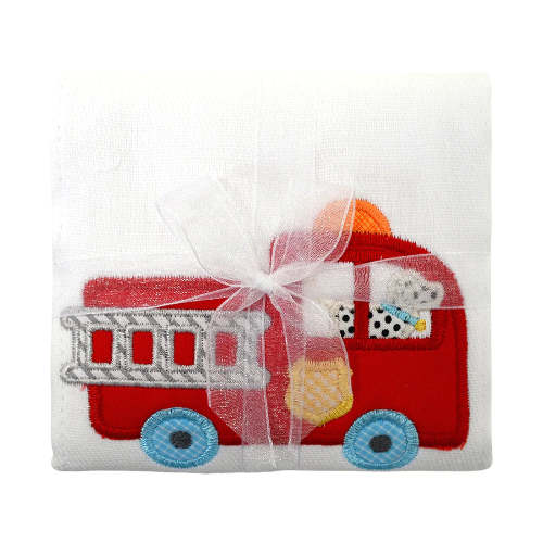 Fire Truck Applique Burp Cloth