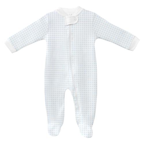 Baby Boy's Pima Cotton Blue Gingham Zippered Footie Lyda Baby – Madison-Drake Children's Boutique