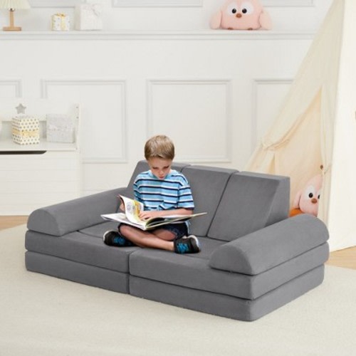 WhizMax 10PCS Modular Kids Play Couch for Playroom Kids Modular Couch, Convertible Foam Couch Kids Play Set for Creative Play, Modular Couch for Kids