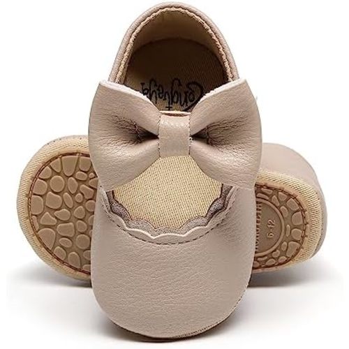 HONGTEYA Infant Baby Girls Mary Jane Flats Non Slip for Toddler First Walkers Soft Sole PU Leather Crib Shoes Sneaker Wedding Party Christmas Princess Dress Shoes Baby Moccasins Girls