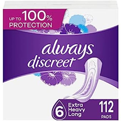 Always Discreet Adult Ultimate Extra Protection Incontinence & Postpartum Pads with Rapid Dry, 42 Count x Pack of 2 (84 Count Total)