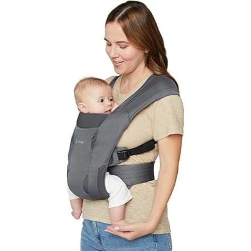 Ergobaby Embrace Baby Carrier Newborn to Toddler - Lightweight Ergonomic Baby Carriers - Cozy Essentials (7-25 Pounds), Soft Air Mesh, Washed Black