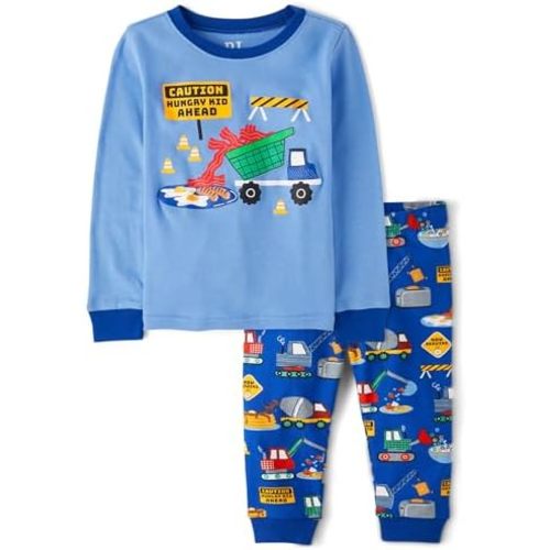 The Children's Place Baby Boys' and Toddler Long Sleeve Top and Pants Snug Fit 100% Cotton 2 Piece Pajama Set