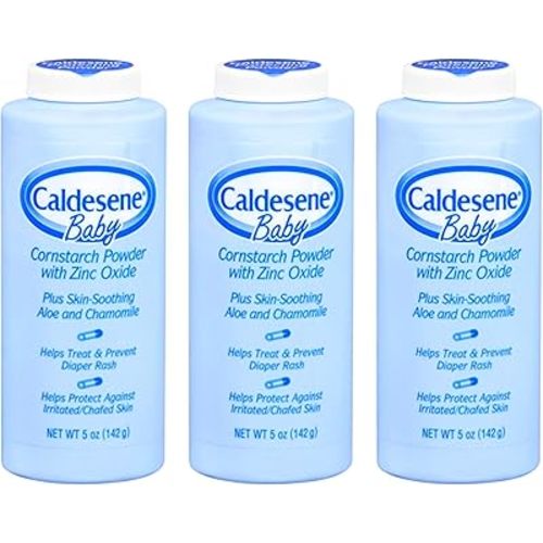 Caldesene Cornstarch Baby Powder with Zinc Oxide, Talc-Free Baby Powder, 5 Oz (3 Pack)