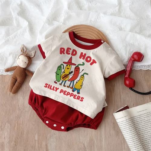 RED HOT SILLY PEPPERS Baby 2-Piece Red Set