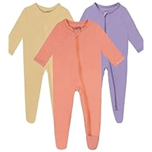 Baby Boy Footed Pajamas with Mittens,Rayon Made from Bamboo Sleepers, 2 Way Zipper Long Sleeve Pjs - Sliver-green-black - Newborn