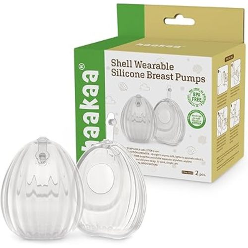 HAAKAA Shell Wearable Hands-Free Manual Breast Pump/Milk Collector (2.5 oz/75 ml, 4 oz/120 ml) – Medical-Grade Silicone – Compact, Portable & Discreet – Leak-Proof Valve (2.5 oz - 2PK)