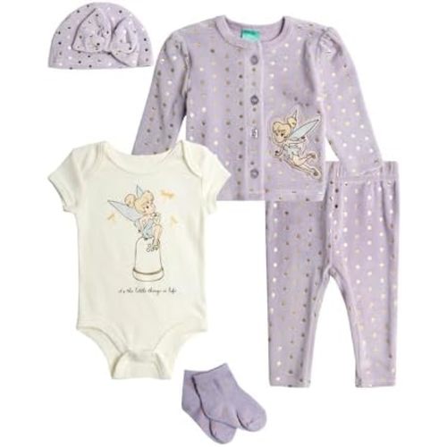 Disney Baby Girls Take Me Home Set - 5 Piece Minnie Mouse Bodysuit, Shirt, Pants, Hat, Socks - Newborn Infant Essential, 0-9M