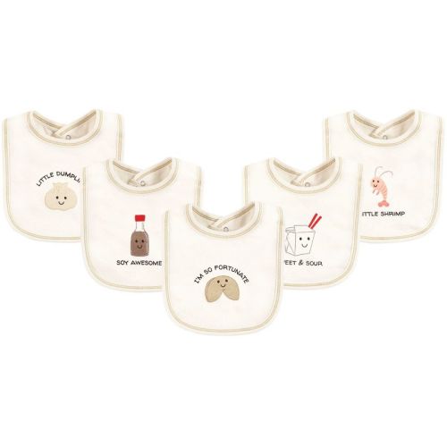 Touched By Nature Unisex Baby Organic Cotton Bibs, Fortune Cookie, One Size
