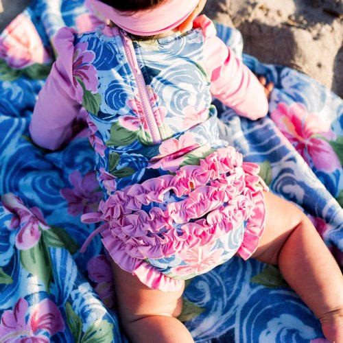 Long Sleeve Rash Guard With Ruffle Bottom | Ohana 6-12M