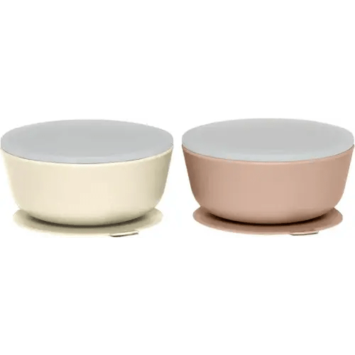 WeeSprout Silicone Suction Bowls for Babies | Leakproof Premium Plastic Lids | Durable for Babies & Toddlers | Extra Strong Suction | Easy-Release Tab | Dishwasher, Microwave & Freezer Safe | Set of 2