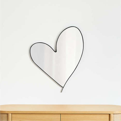 Large Heart Black Metal Wall Mirror by Leanne Ford