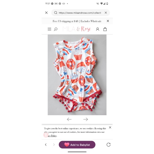 SALE Red, White & Sweet Pom Pom Romper | Mila & Rose