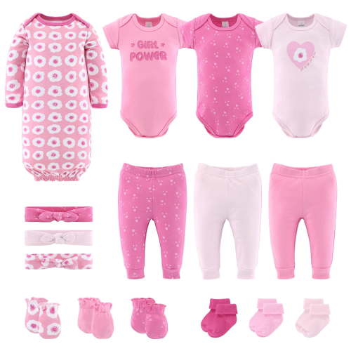 The Peanutshell Layette Gift Set for Baby Girls, Pretty Pink, 16 Essential Pieces, 6-9 Months