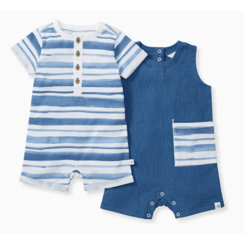 Watercolor Stripe Baby Boy Romper 2 Pack Set (Size: 6-9 months)