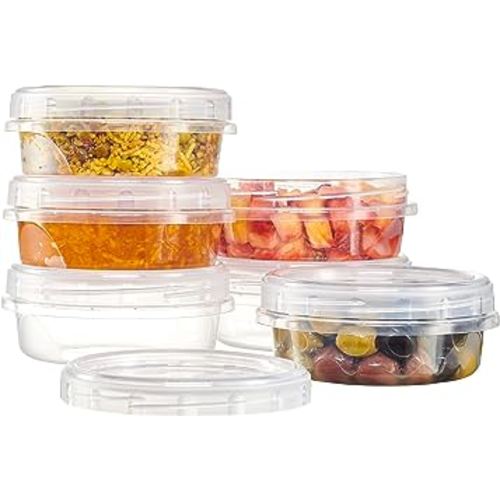 Plasticpro 12 Pack Twist Cap Food Storage Containers with Green Screw on Lid- 4 oz Reusable Meal Prep Containers - Small Freezer Containers