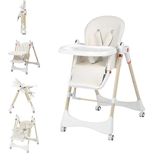 6-in-1 Convertible High Chair with Rocker | Baby High Chair for Newborn to Toddler (0-3 Years) | Adjustable, Foldable & Easy-Clean with Dishwasher Safe Tray & Tool-Free Assembly,White