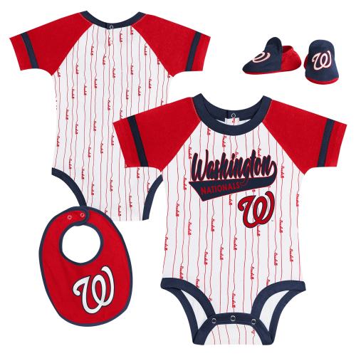 Newborn & Infant Washington Nationals White Base Hitter Bodysuit, Bib & Bootie Set