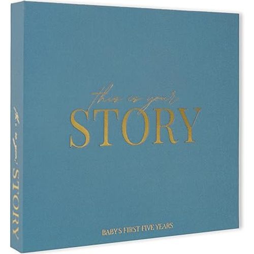 Baby Memory Book & Baby Keepsake Book to Record Baby's Milestones and Photos for Newborn Girl or Newborn Boy, Gender Neutral, Scrapbook Album, First 5 Year Journal Includes Stickers & Keepsake Box