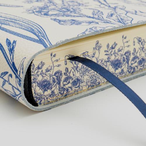 Azzurro Blue Floreale Soft Italian Leather Journal. Notebook: Handmade in Italy, Gift  for Writers
