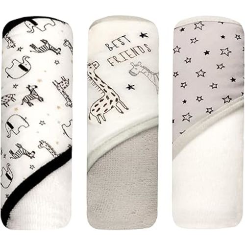 MODERN BABY 3 Pack Hooded Baby Bath Towel Set for Newborns Infants & Toddlers, Boys & Girls Baby Hooded Towels