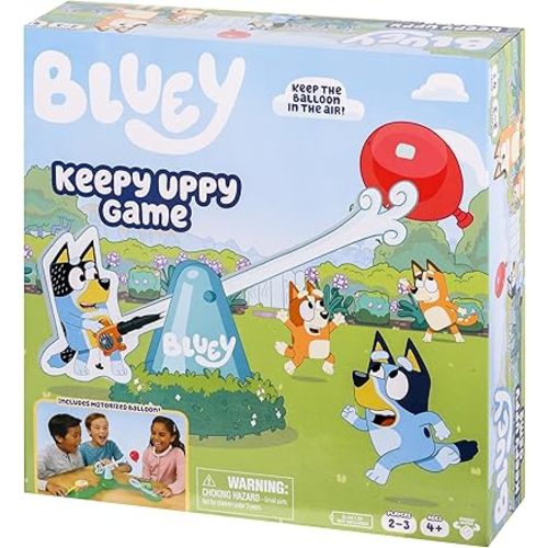 Bluey Keepy Uppy Game, Motorized Toddler Game with Bingo and Chilli Character Paddles, Games for 4+ Year Olds