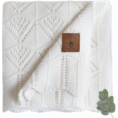 Baby Blanket - 100% Tencel™, 30"x40" Warm White, Hypoallergenic, Oeko-TEX® Certified, Thermal-Regulating, Neutral Soft Knit for Girls & Boys - Swaddle, Toddler, or Receiving Blanket