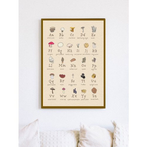 Mushroom Alphabet Poster, Mushroom Alphabet Print, Mushroom Nursery, Mushroom Art Print, Mushroom ABCs, Educational Poster, Early Learning
